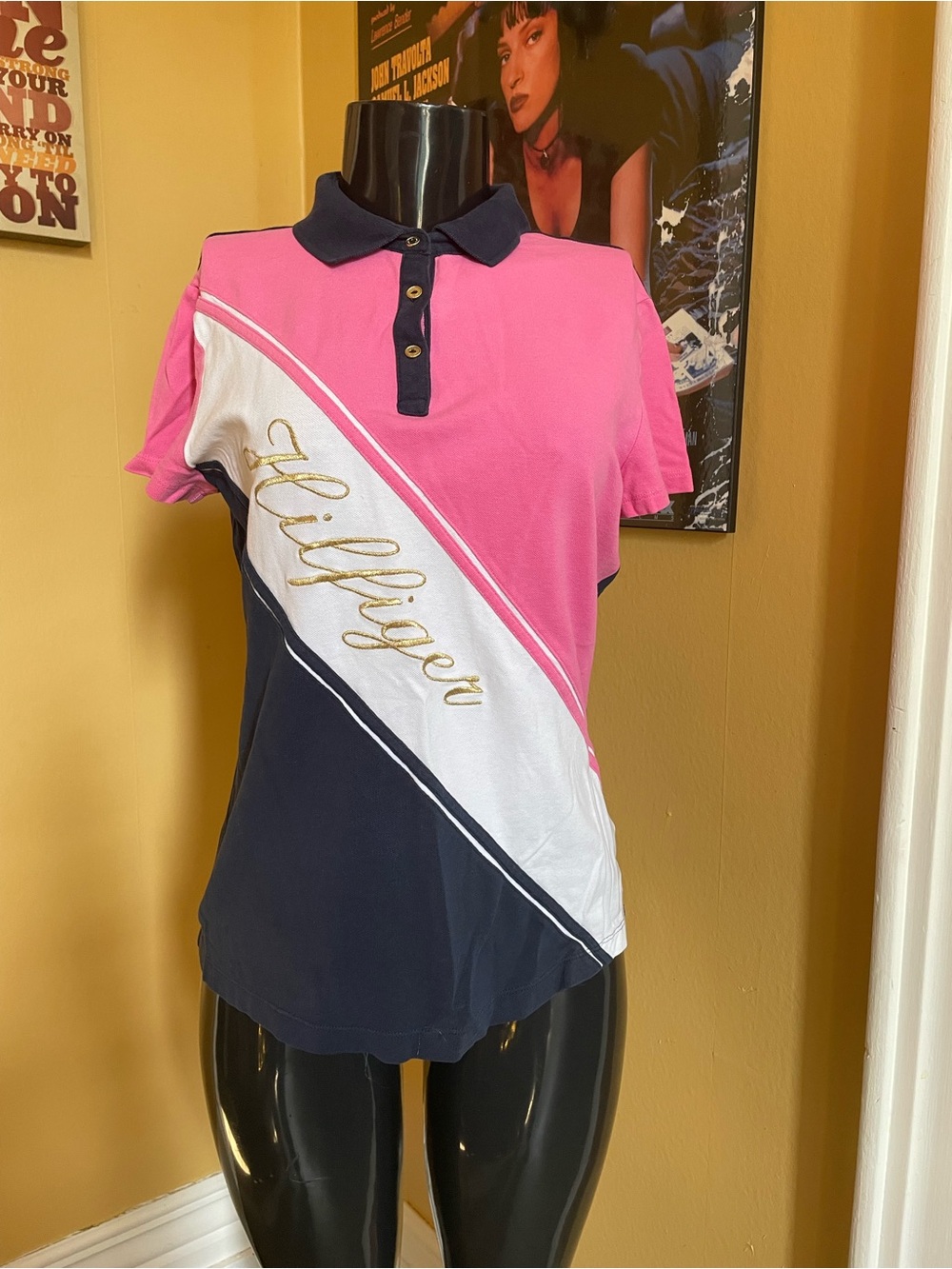 Vintage Tommy HilfigerColorblock Polo Top ( Medium )